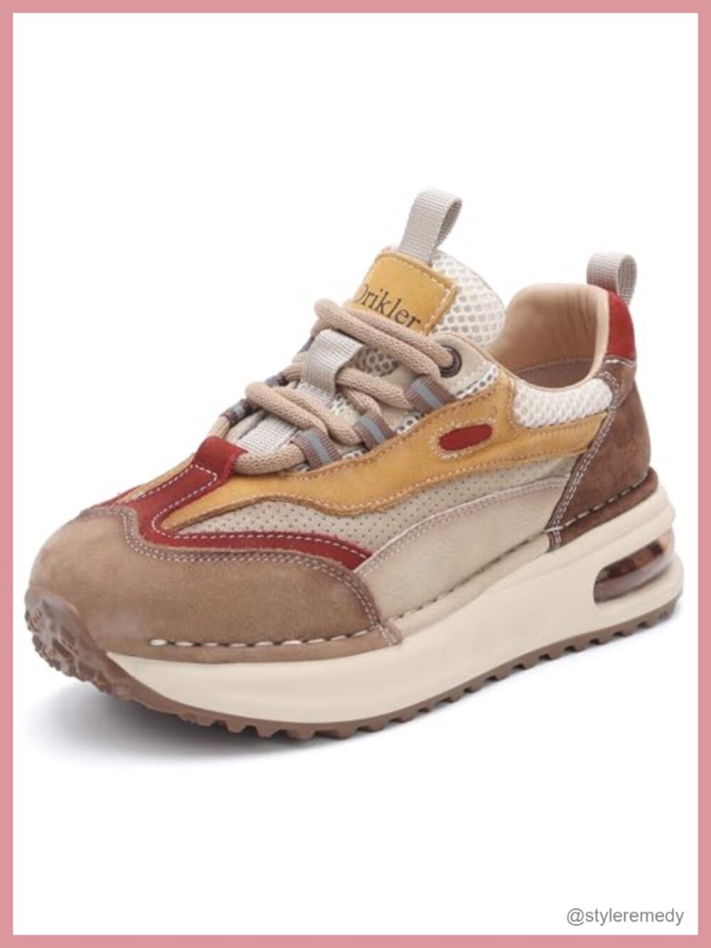 Womens Chunky Platform Sneakers Retro Colorblock Lace-Up Running Shoes